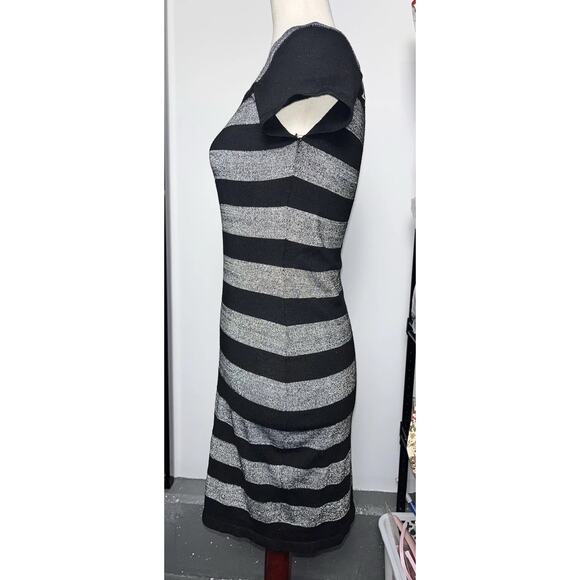 Say What! Women’s Y2K Style Black and Silver Striped Pencil Dress Size Small - Picture 3 of 6
